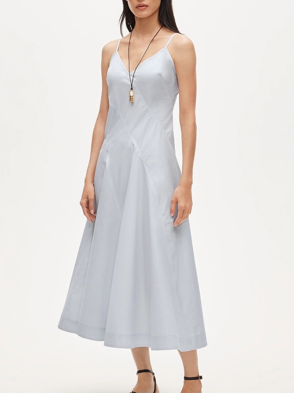 J. Crew Pale Blue Slip Midi Dress with V-Neck